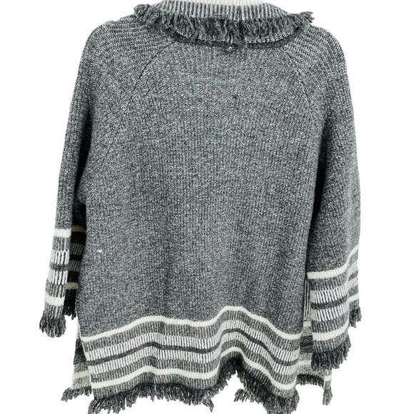 Anthropologie SaturdaySunday Portland Collar Gray Sweater/Cardigan w/Fringe - Picture 2 of 14
